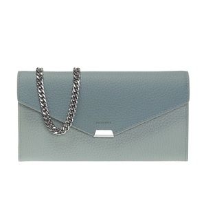AllSaints Captain Chain Leather Cardholder in Sky Blue